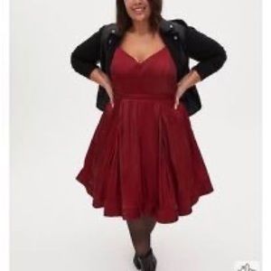NWT Torrid dark red liquid woven fit and flare dress